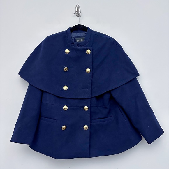 eloquently Jackets & Blazers - Eloquii Navy Pea Coat with Gold Buttons (Missing Button)